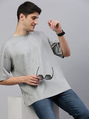 Gray Round Neck Half Sleeve Oversize t-shirt