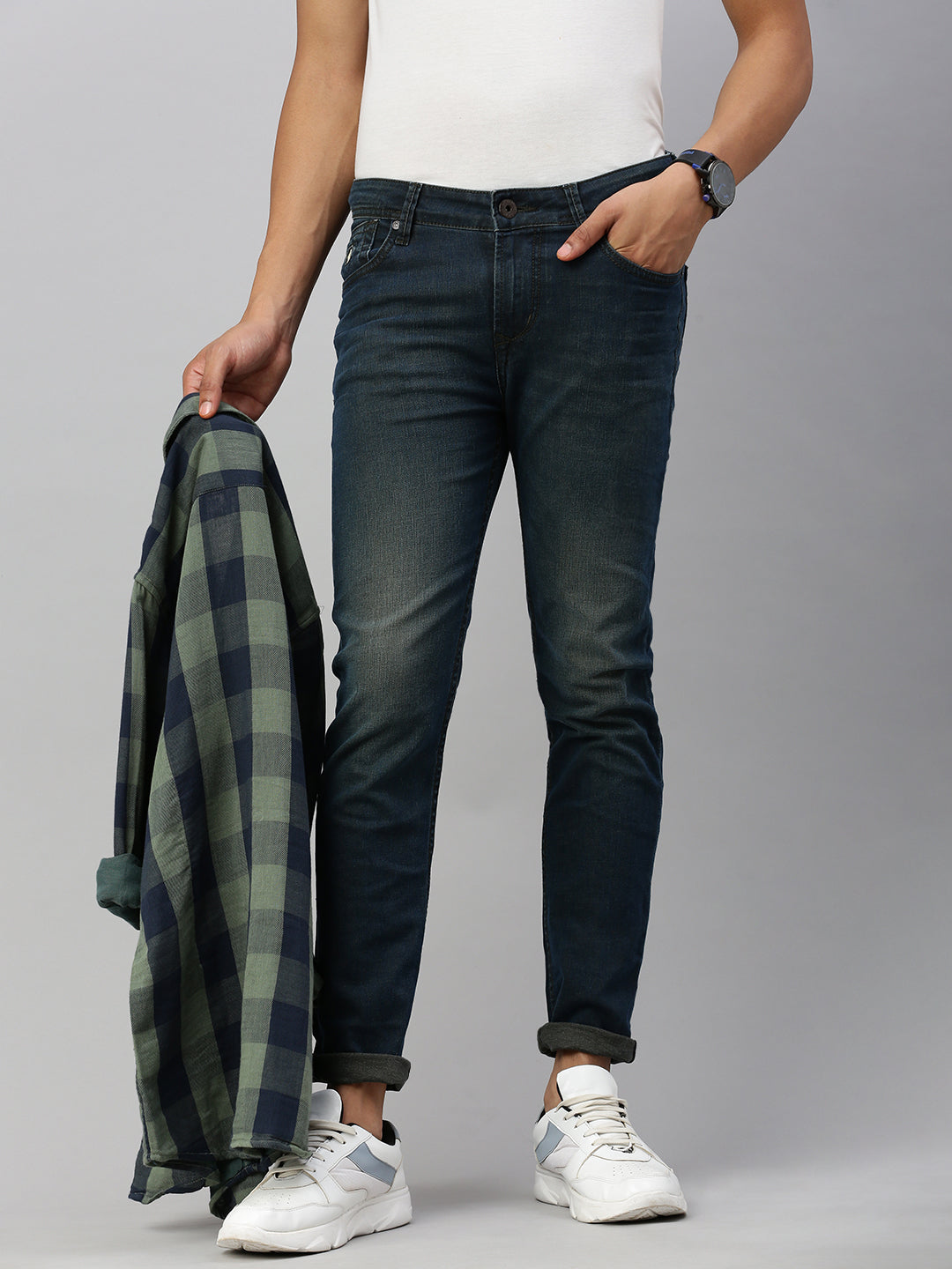 Turkish Indigo Blue Vintage Slim Fit Stretchable Jeans