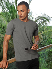 Gray Round Neck Half Sleeve T-Shirt