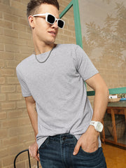 Gray Melange Round Neck Half Sleeve T-Shirt