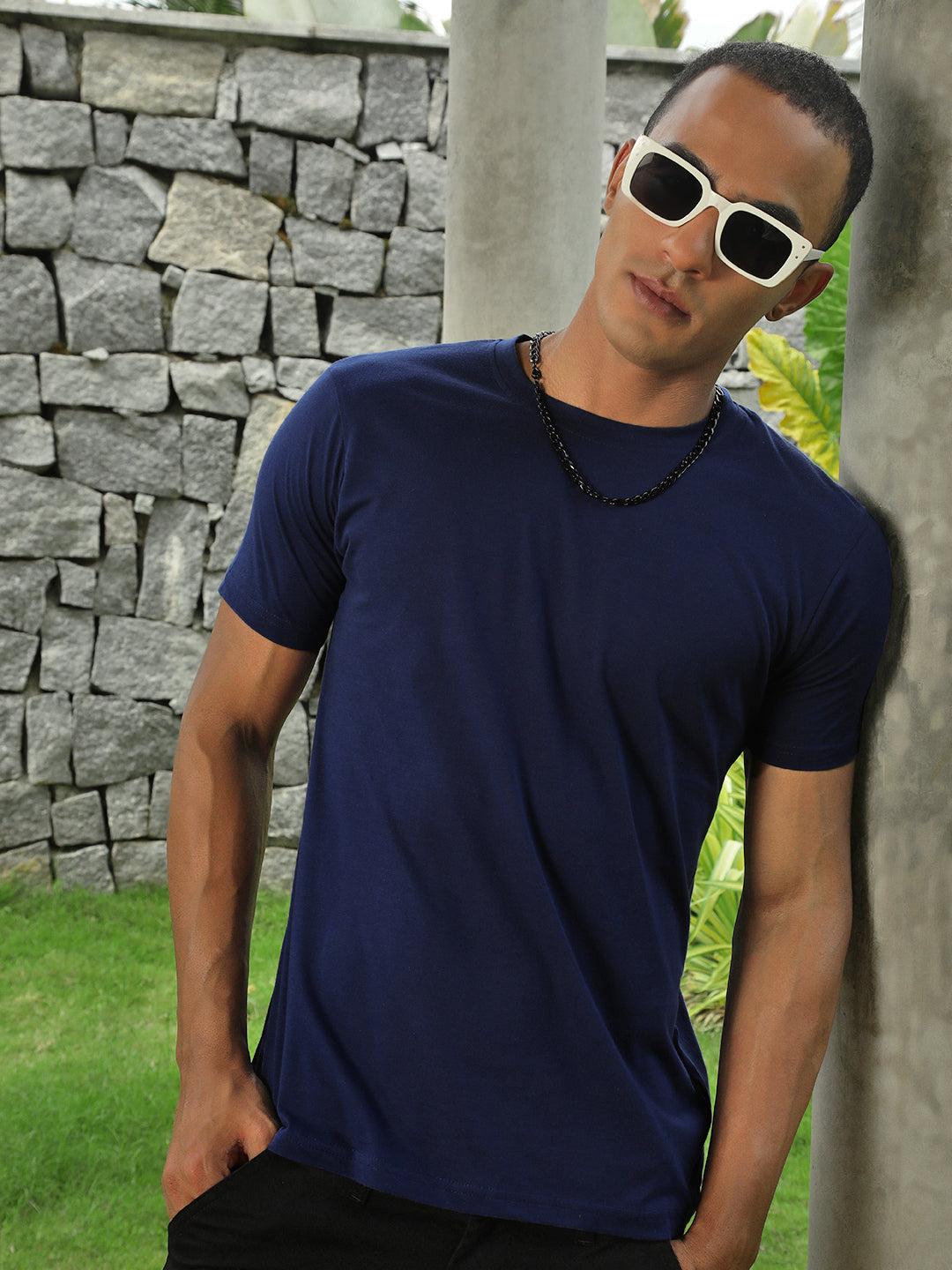 Royal Blue Round Neck Half Sleeve T-Shirt