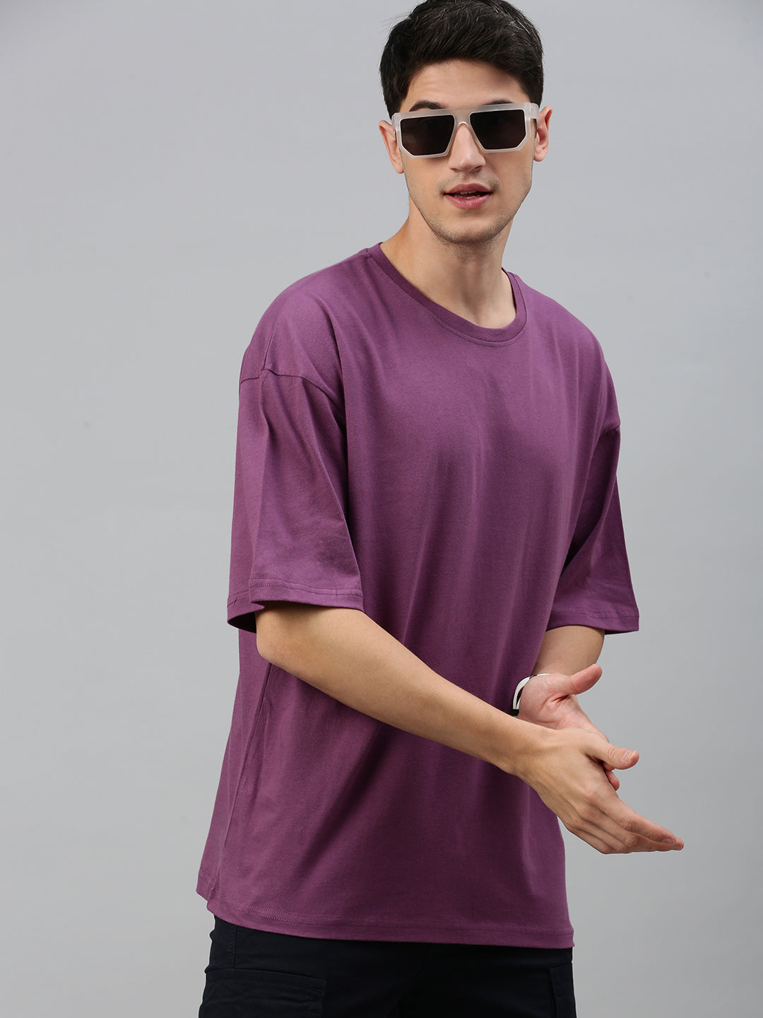 Magenta Round Neck Half Sleeve Oversize t-shirt