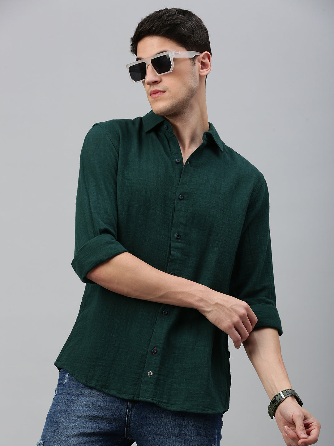 Vintage Green Double Cloth Shirt Without Pocket – necked-store