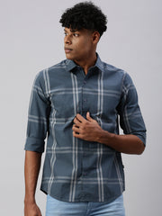 Classic Cobalt Checks Shirt Without Pocket