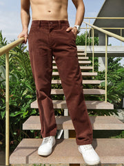 Brown Straight Fit Men’s Corduroy Pants