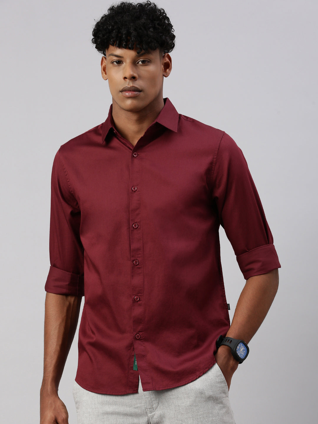 Maroon Full Sleeve Shartin Shirt Without Pocket