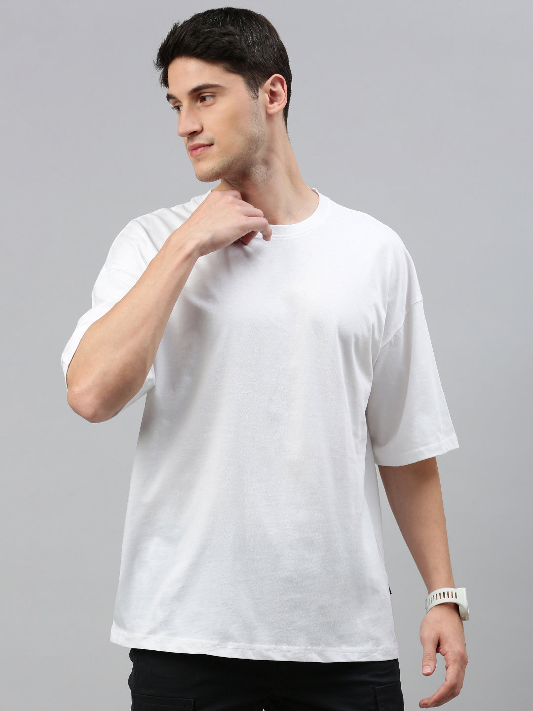 White Round Neck Half Sleeve Oversize t-shirt