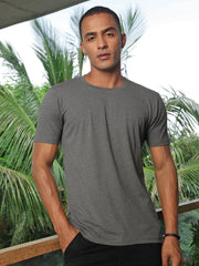 Gray Round Neck Half Sleeve T-Shirt