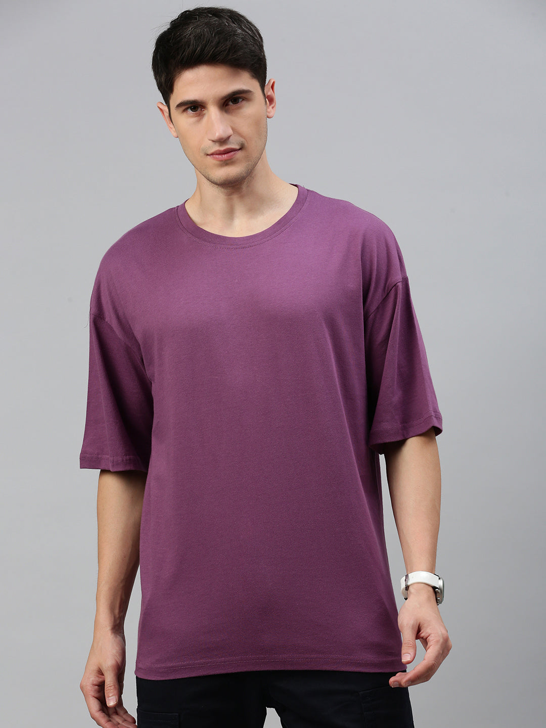 Magenta Round Neck Half Sleeve Oversize t-shirt