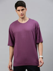 Magenta Round Neck Half Sleeve Oversize t-shirt