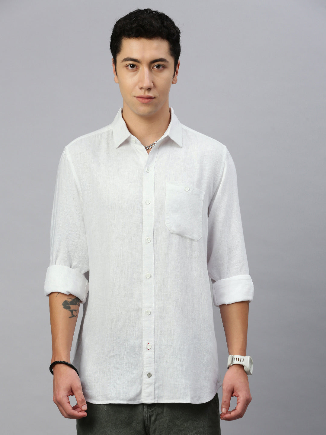 White Linen Shirt With Pocket