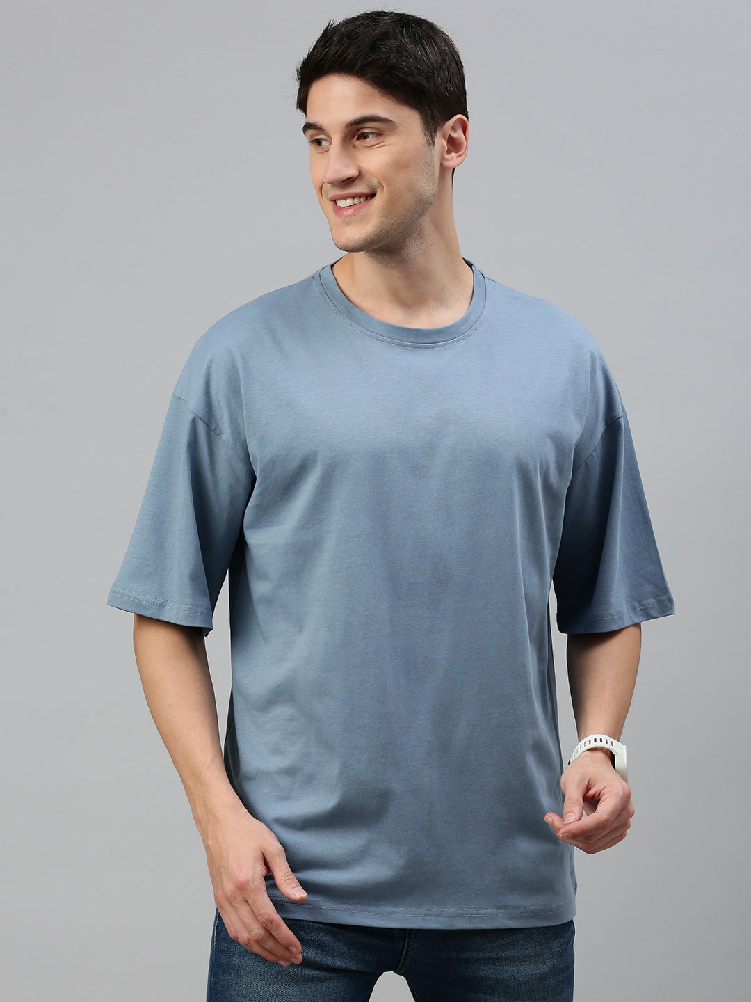 Cadet Blue Round Neck Half Sleeve Oversize t-shirt