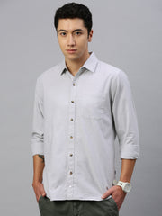 Light Gray Cotton Shirt With Pocket