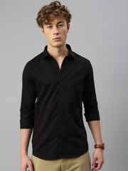 Black Herringbone Shirt Without Pocket