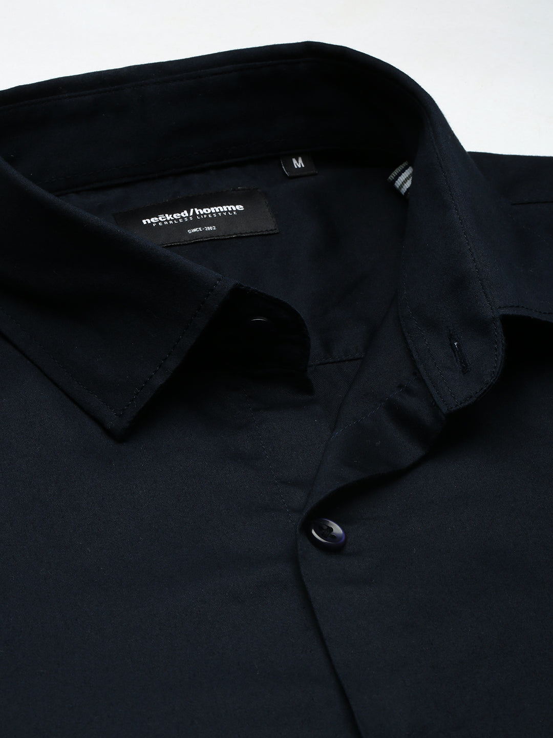 Black Plain Satin Shirt Without Pocket