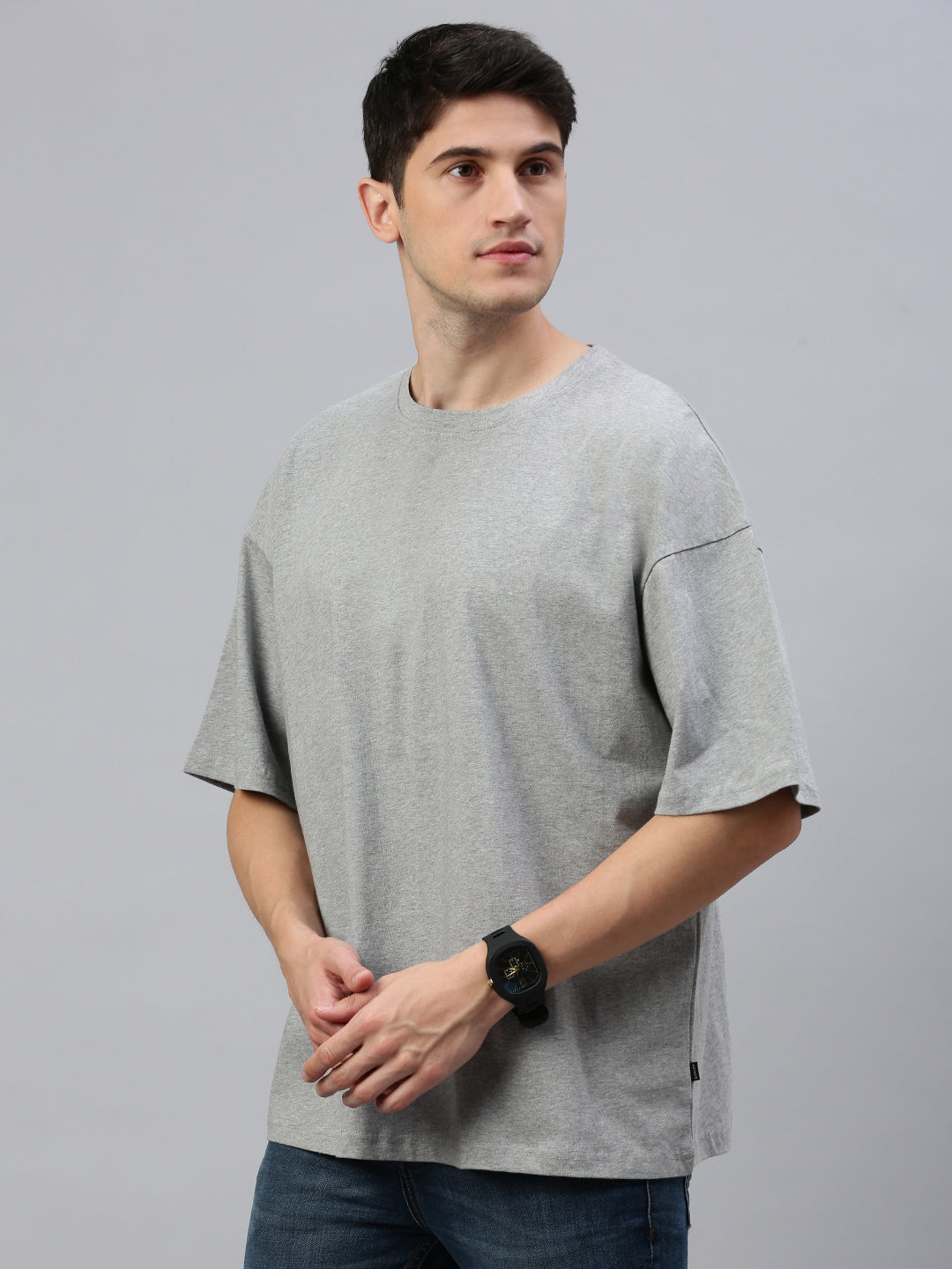 Gray Round Neck Half Sleeve Oversize t-shirt