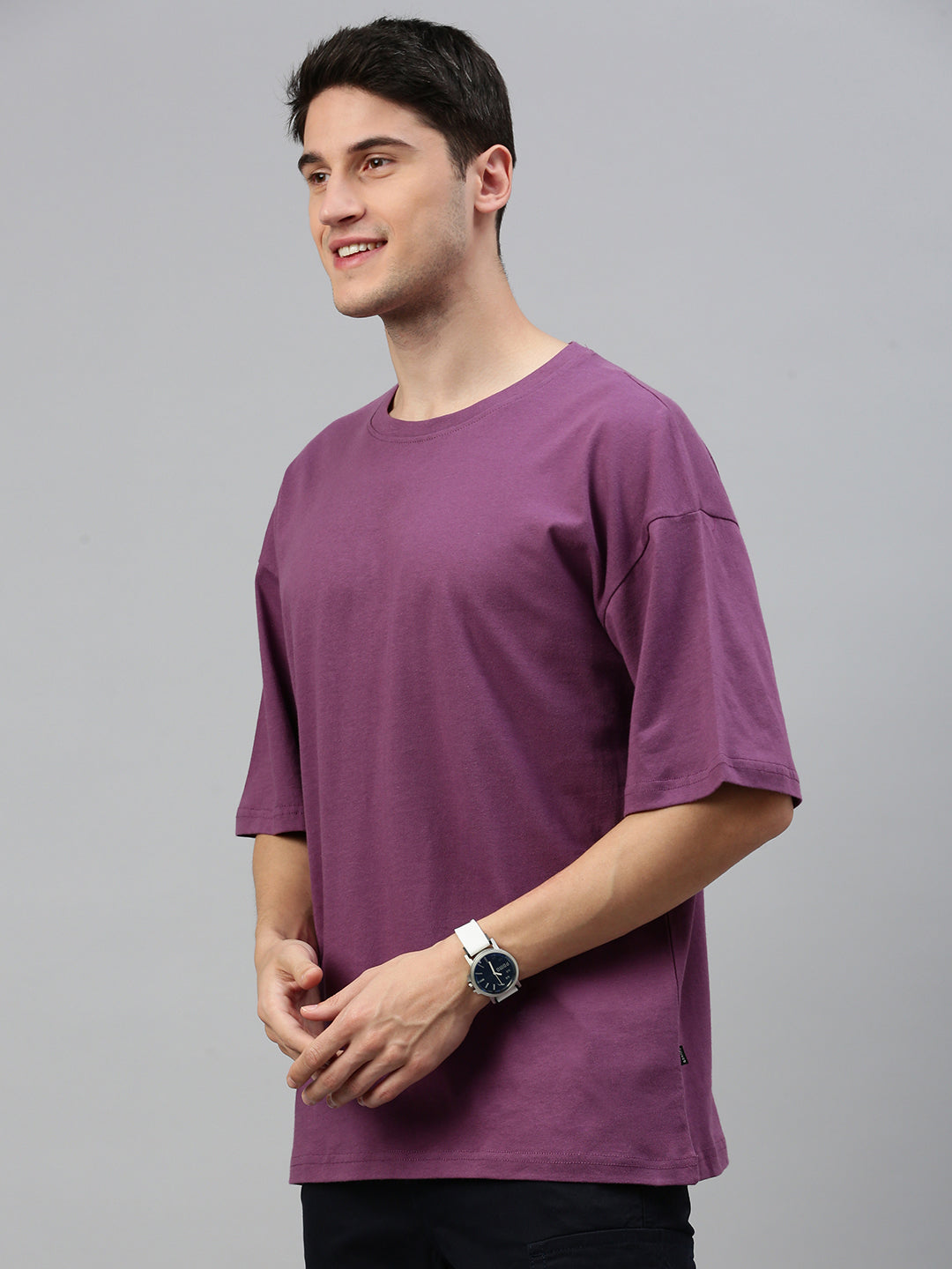 Magenta Round Neck Half Sleeve Oversize t-shirt