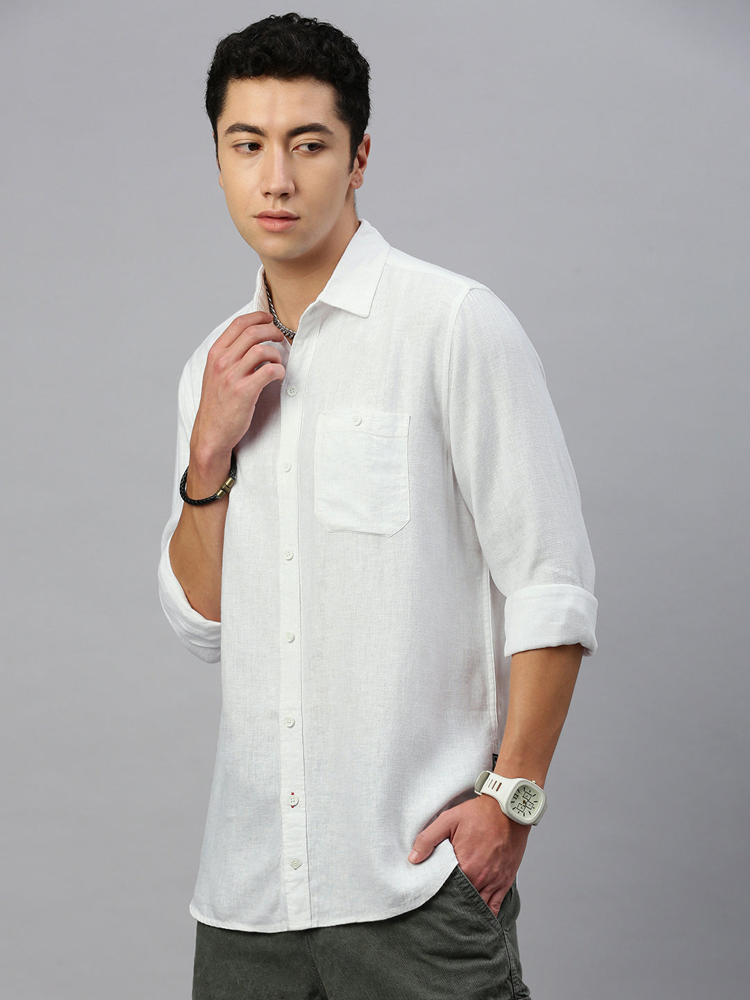 White Linen Shirt With Pocket