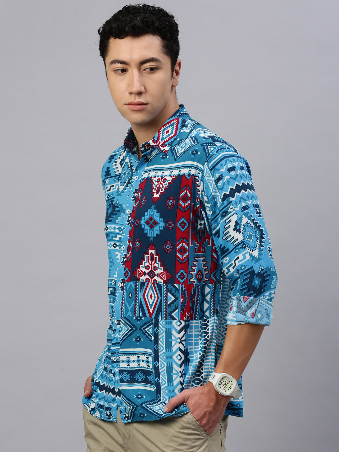 Printed Viscose Shirt Without Pocket