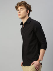 Black Herringbone Shirt Without Pocket