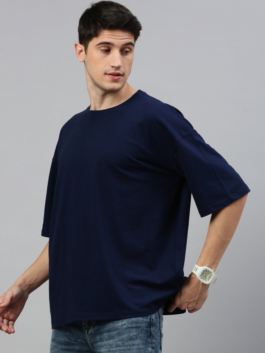 Navy Blue Round Neck Half Sleeve Oversize t-shirt