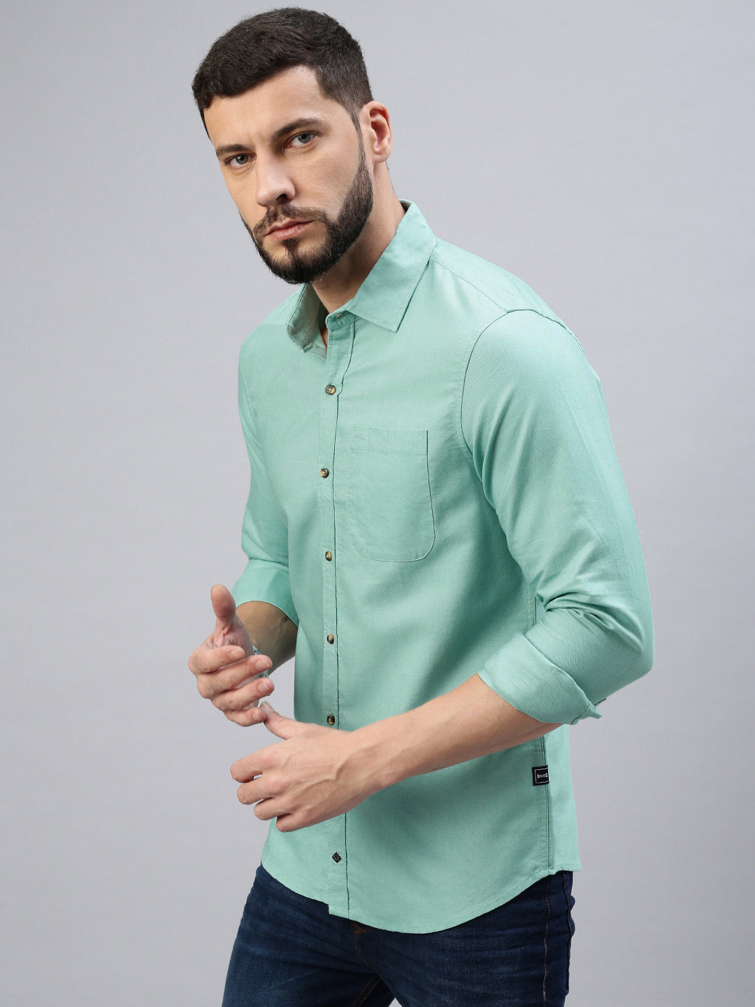 Ocean Green Oxford Plain Shirt With Pocket