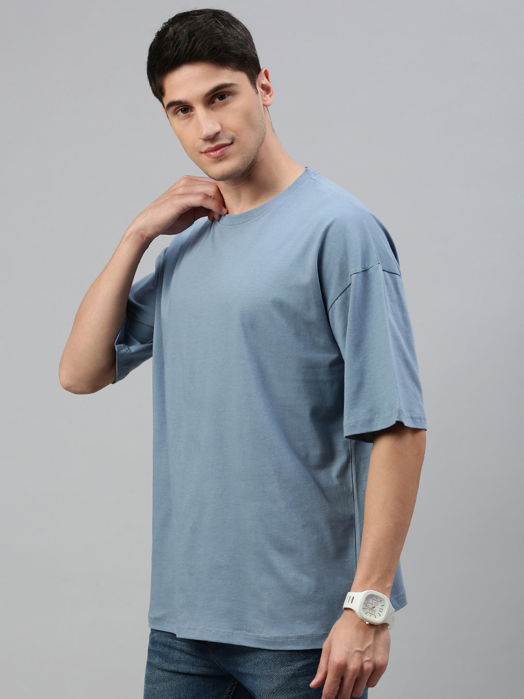 Cadet Blue Round Neck Half Sleeve Oversize t-shirt