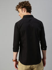 Black Herringbone Shirt Without Pocket