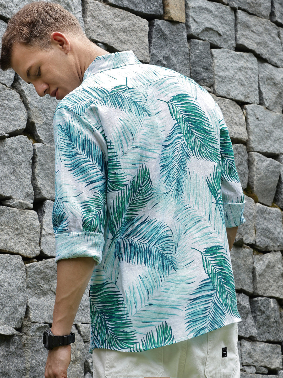 Printed Linen Shirt Without Pocket