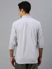 Light Gray Cotton Shirt With Pocket