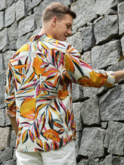 Printed Linen Shirt Without Pocket