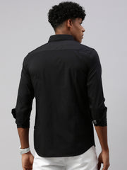 Black Full Sleeve Plain Shirt Without Pocket