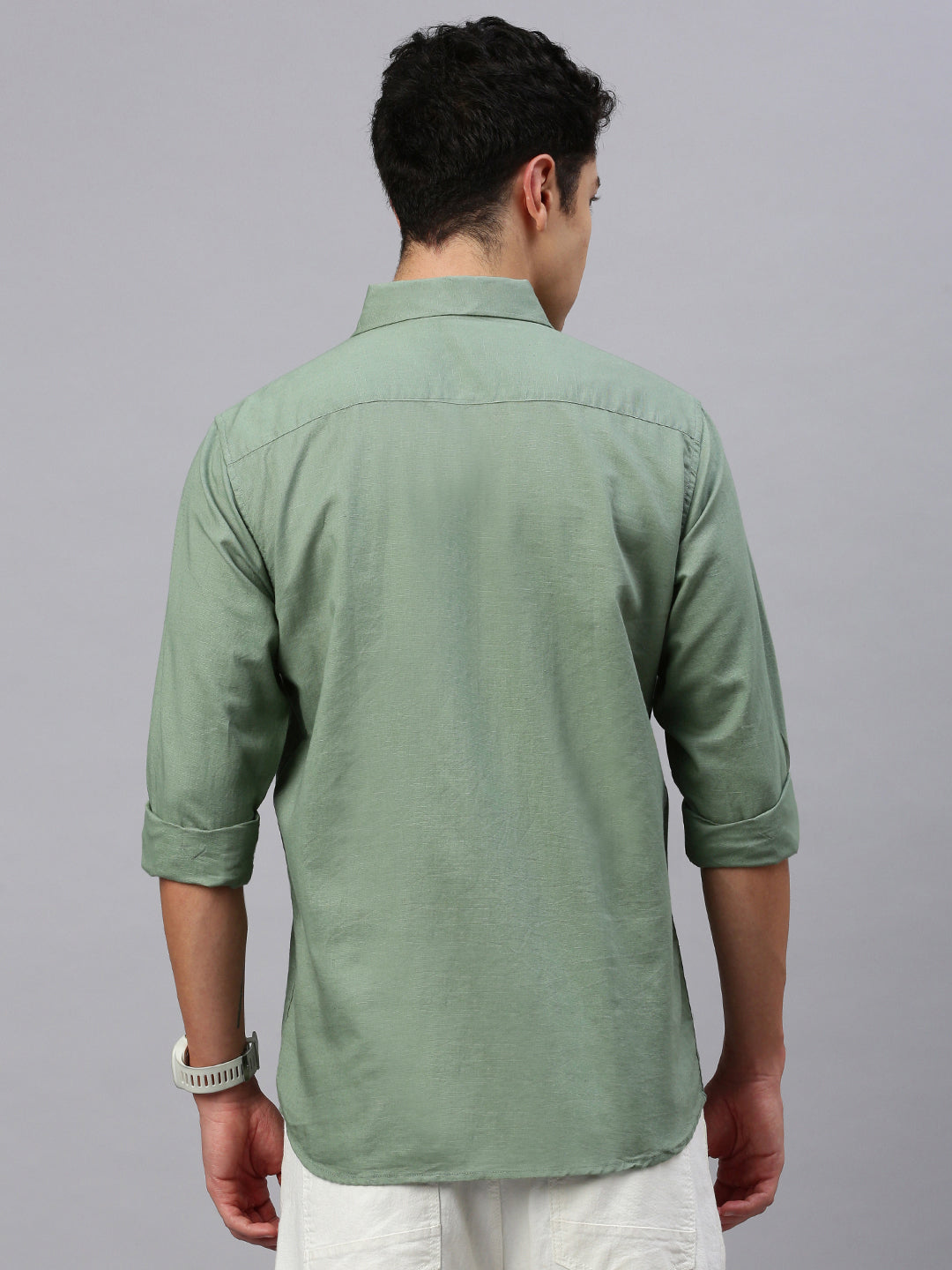 Vintage Green Linen Shirt With Pocket