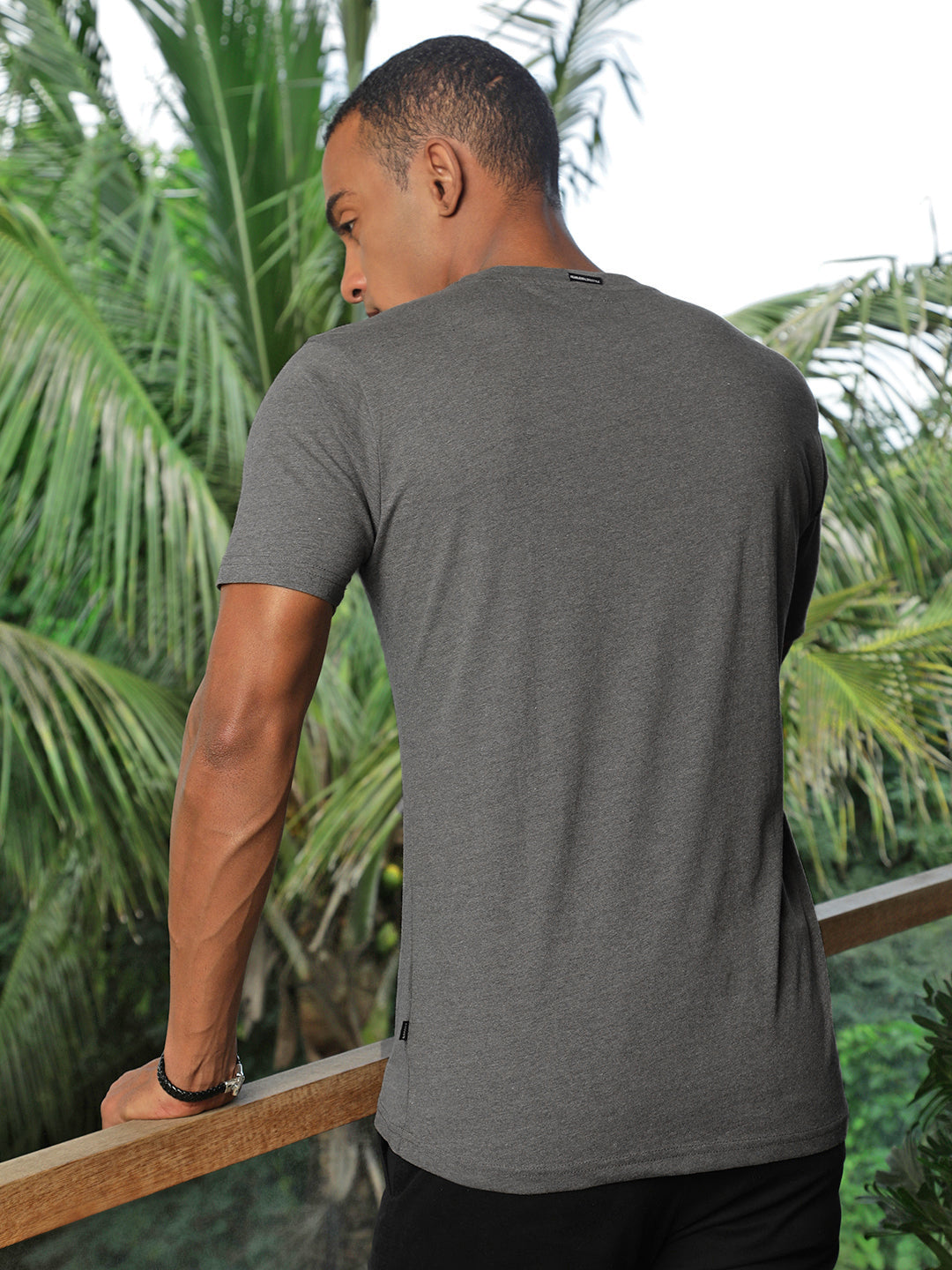 Gray Round Neck Half Sleeve T-Shirt