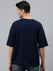 Navy Blue Round Neck Half Sleeve Oversize t-shirt