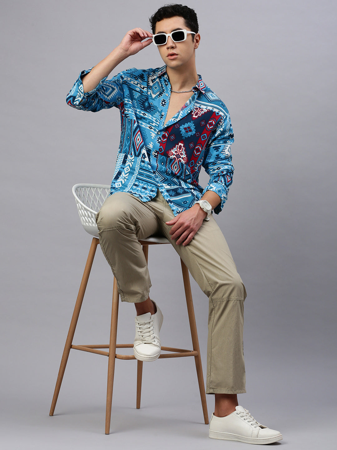 Printed Viscose Shirt Without Pocket