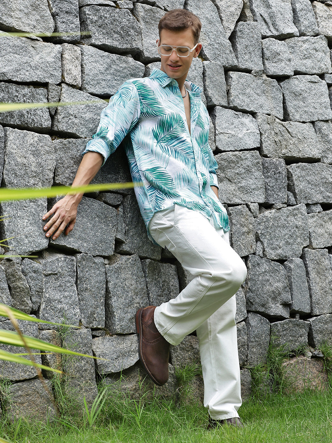 Printed Linen Shirt Without Pocket