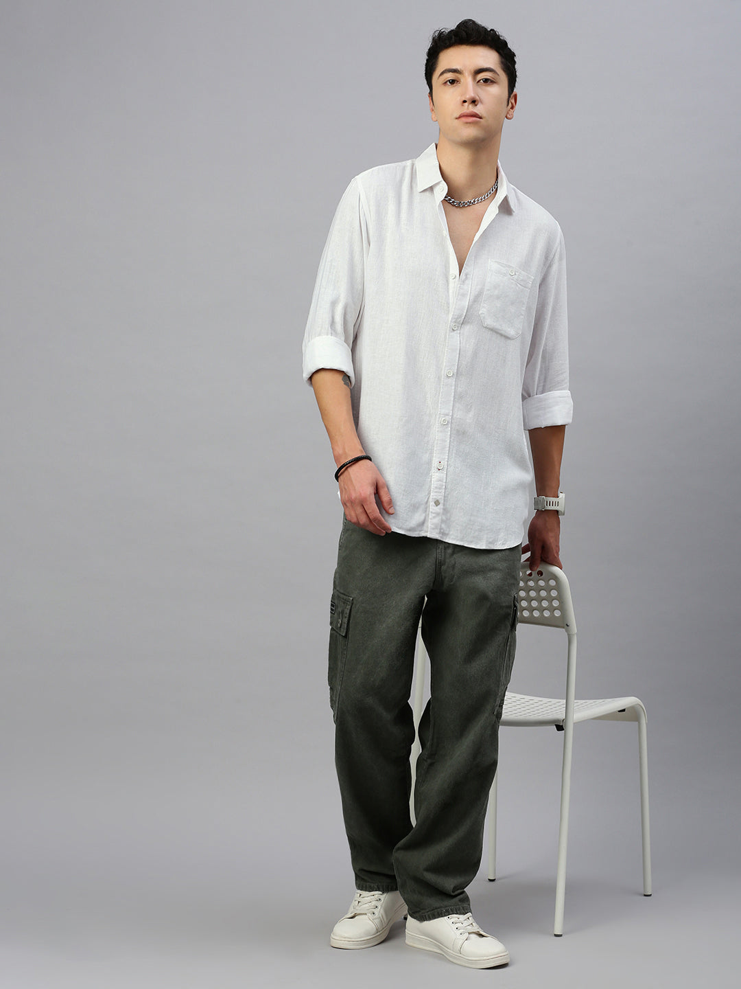 White Linen Shirt With Pocket