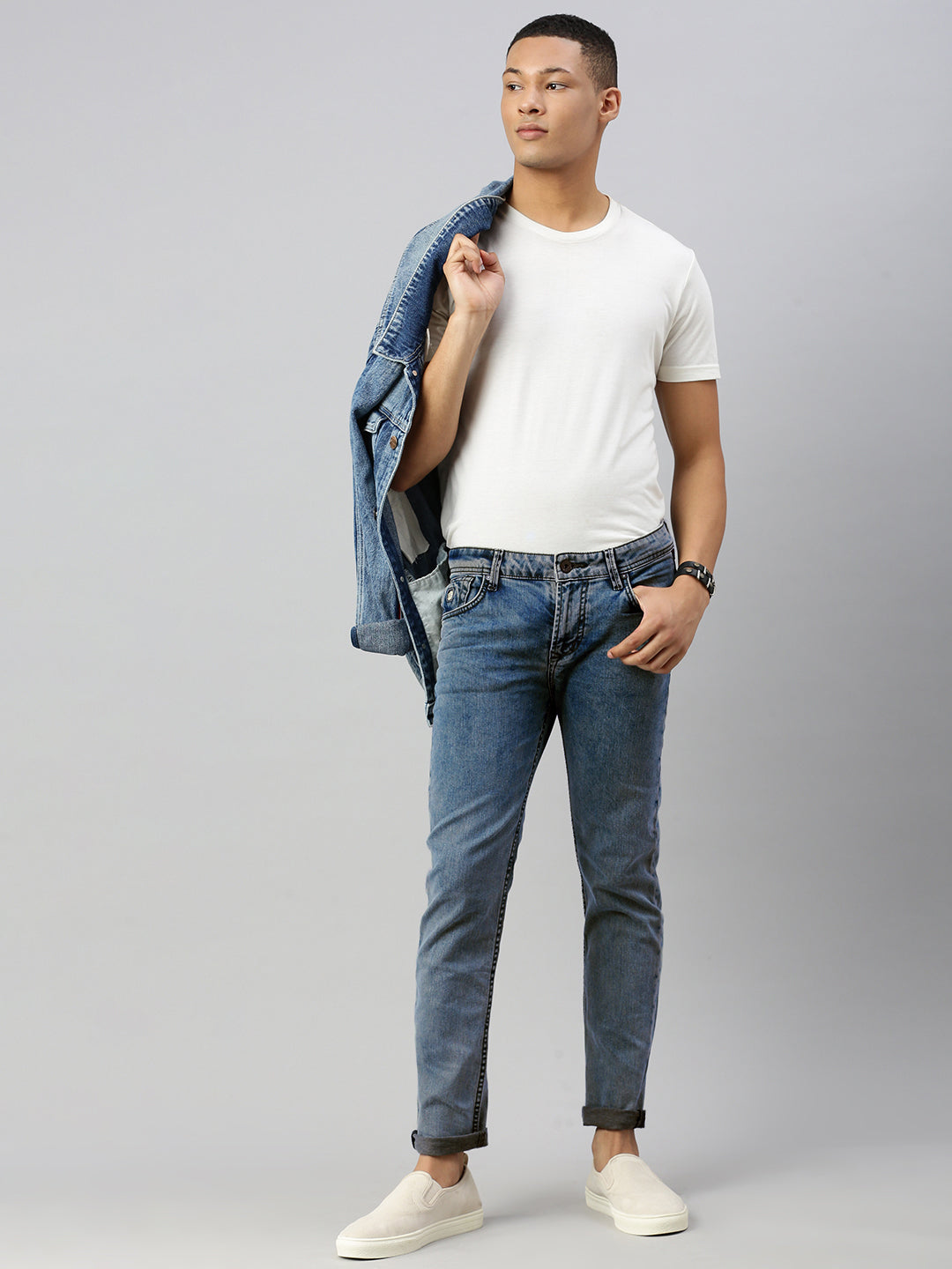 Vintage Cloud Blue Slim Fit Stretchable Jeans