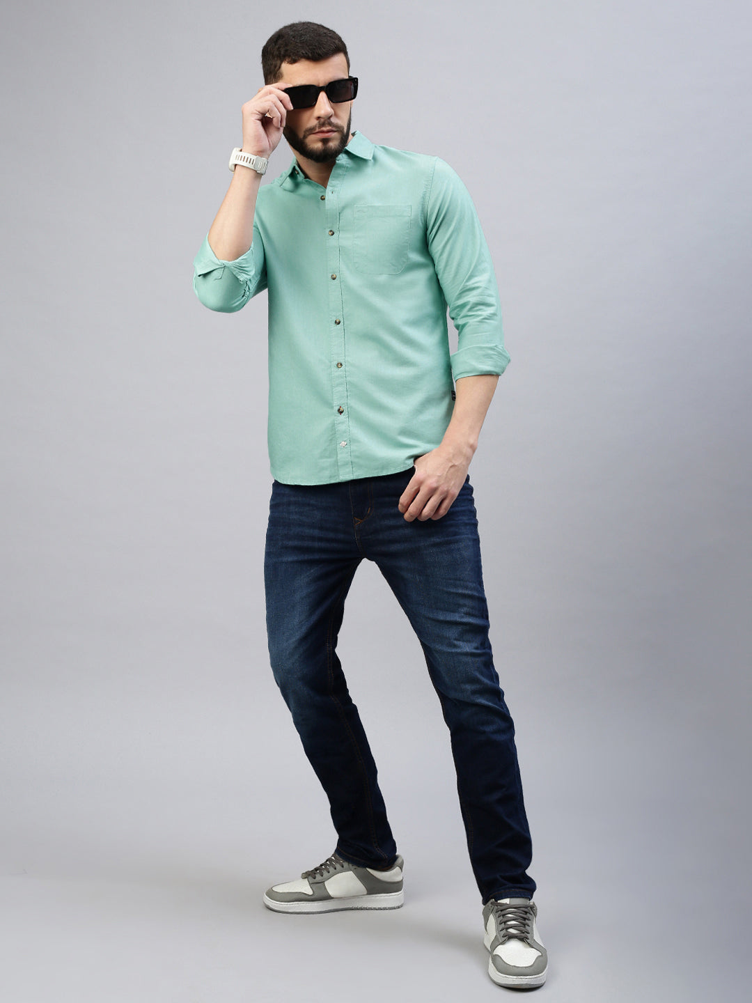 Ocean Green Oxford Plain Shirt With Pocket