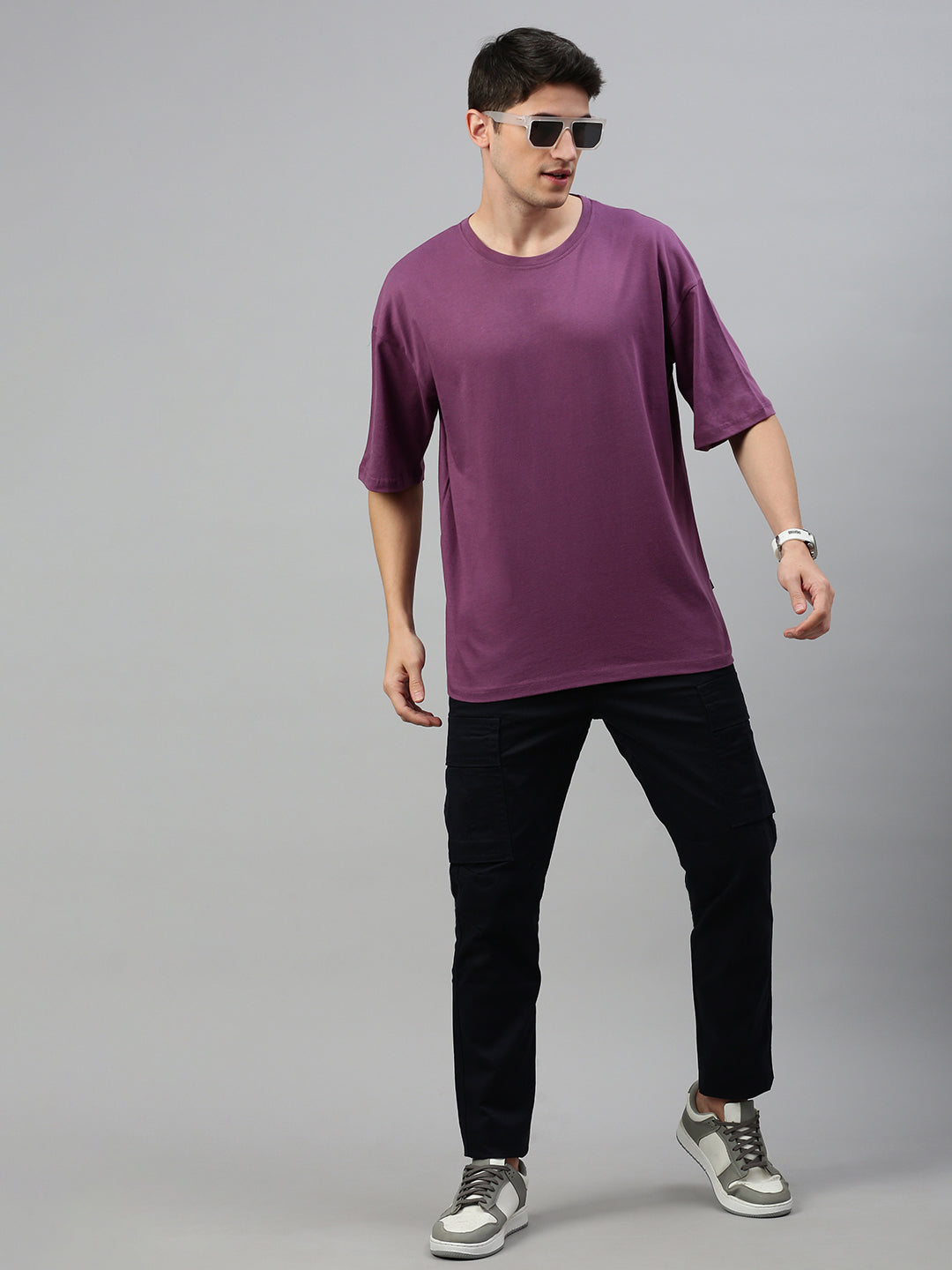 Magenta Round Neck Half Sleeve Oversize t-shirt