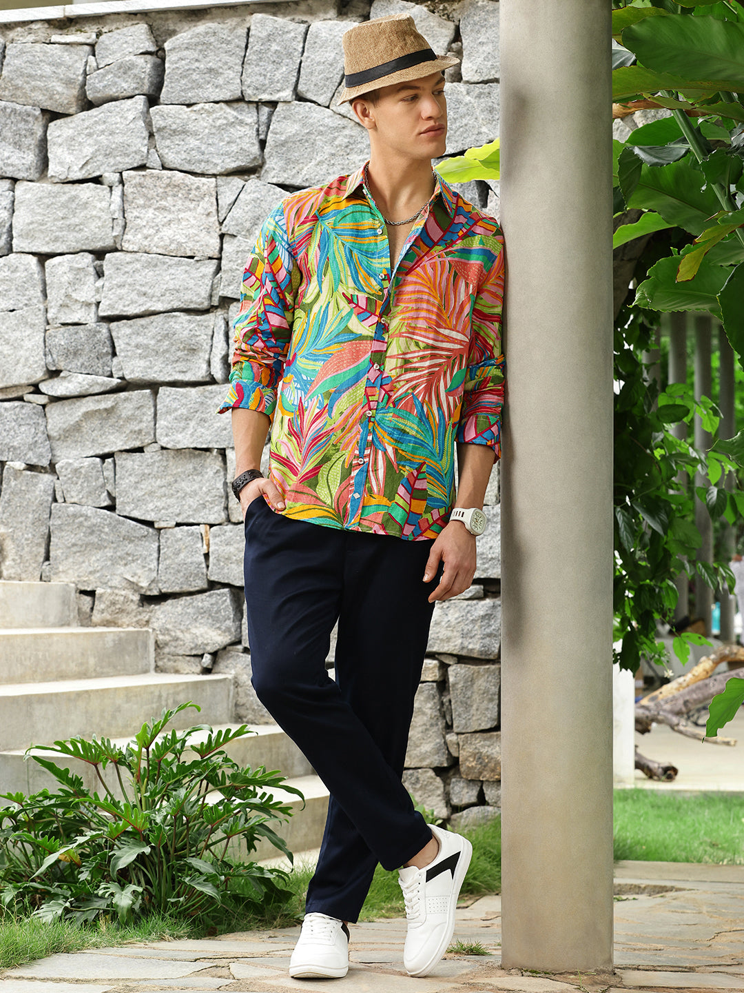 Printed Linen Shirt Without Pocket