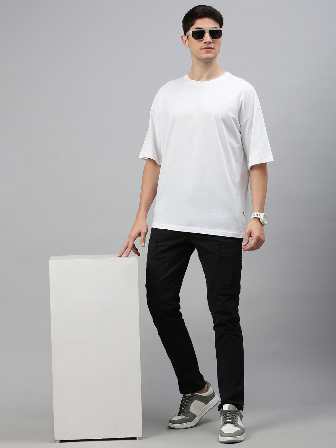 White Round Neck Half Sleeve Oversize t-shirt