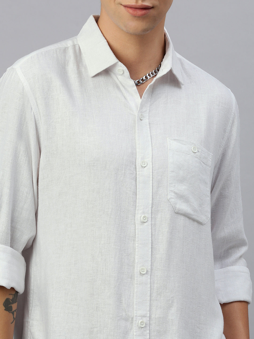 White Linen Shirt With Pocket