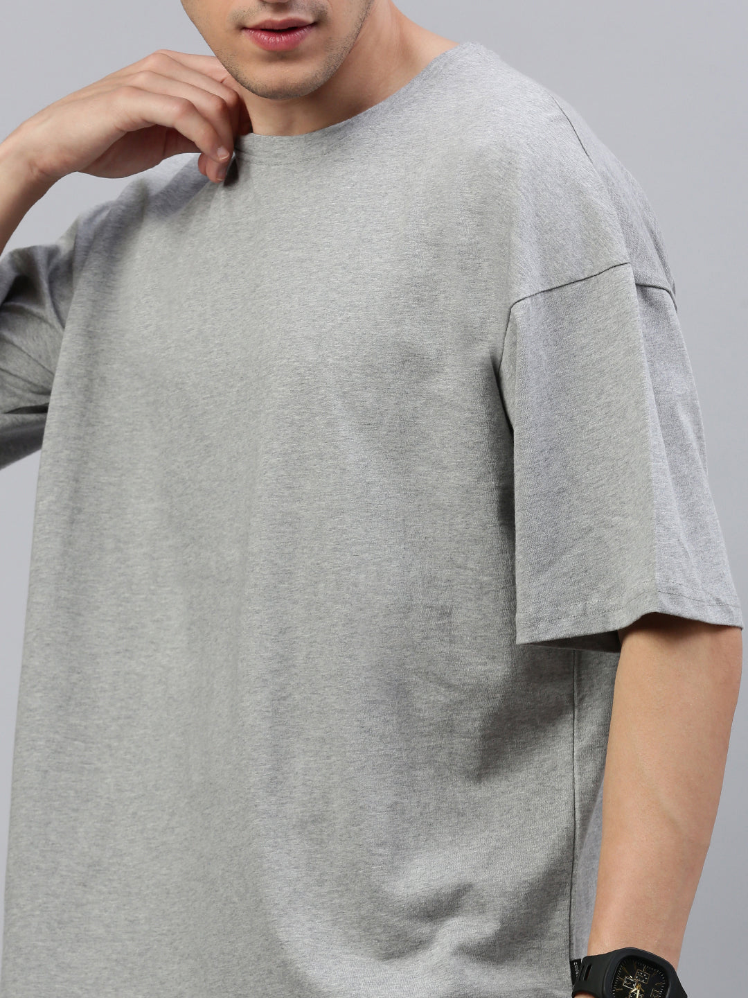 Gray Round Neck Half Sleeve Oversize t-shirt