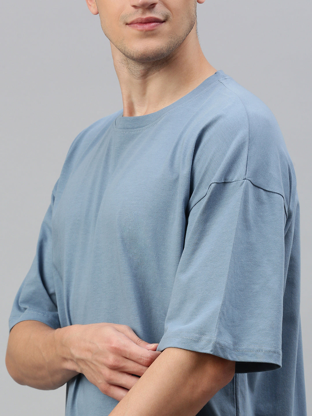 Cadet Blue Round Neck Half Sleeve Oversize t-shirt