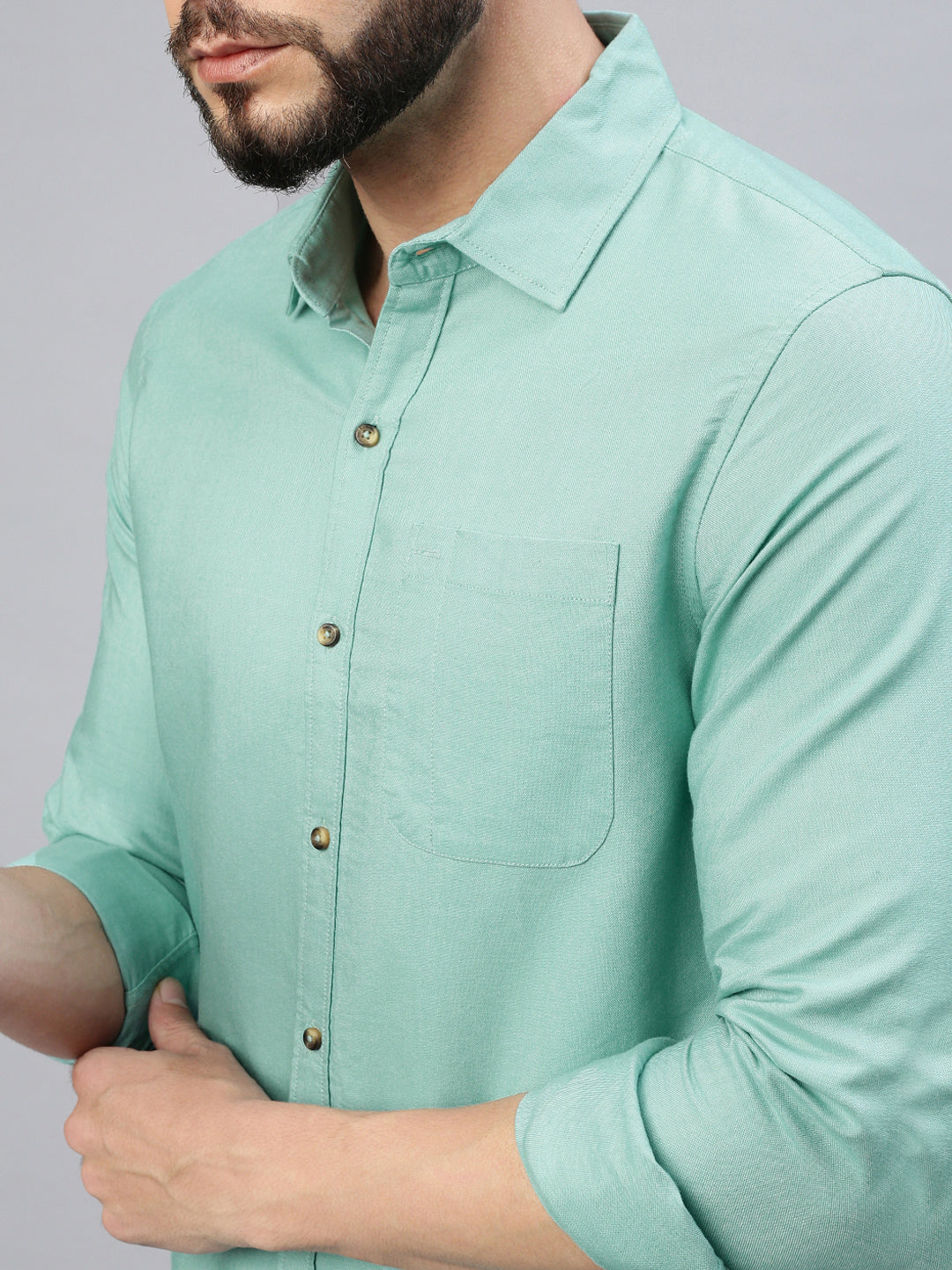 Ocean Green Oxford Plain Shirt With Pocket