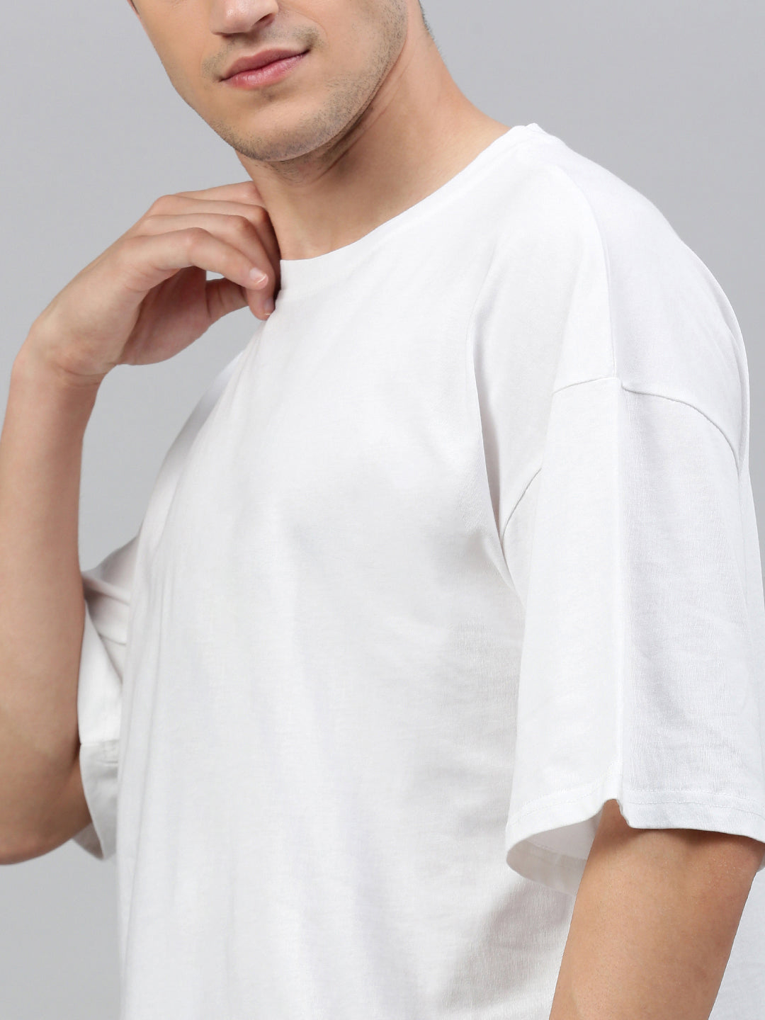 White Round Neck Half Sleeve Oversize t-shirt