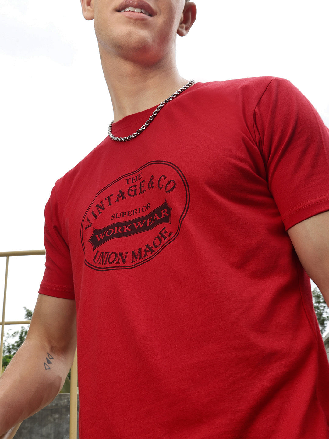 Red Front Print Half Sleeve T-Shirt