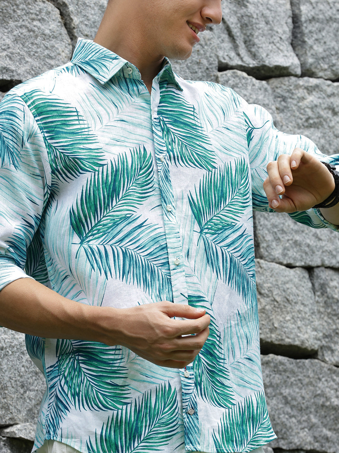 Printed Linen Shirt Without Pocket